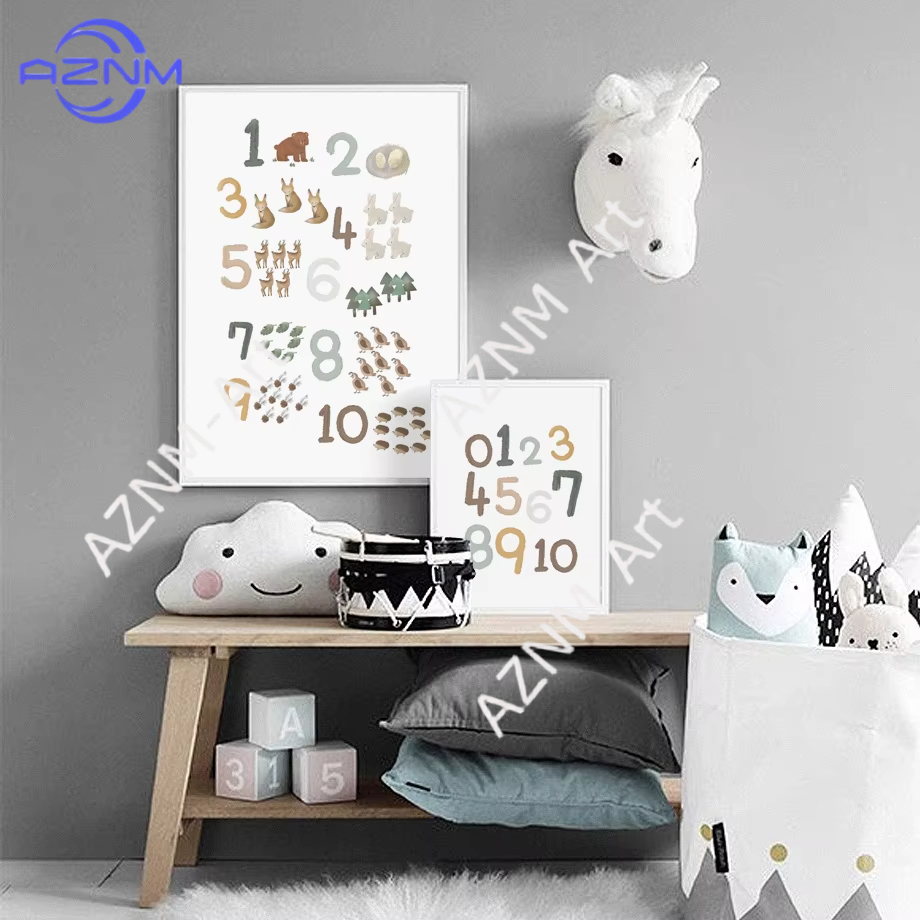 Kids Education Wallpaper - 1/2pcs Education Learning Number Animals Nursery