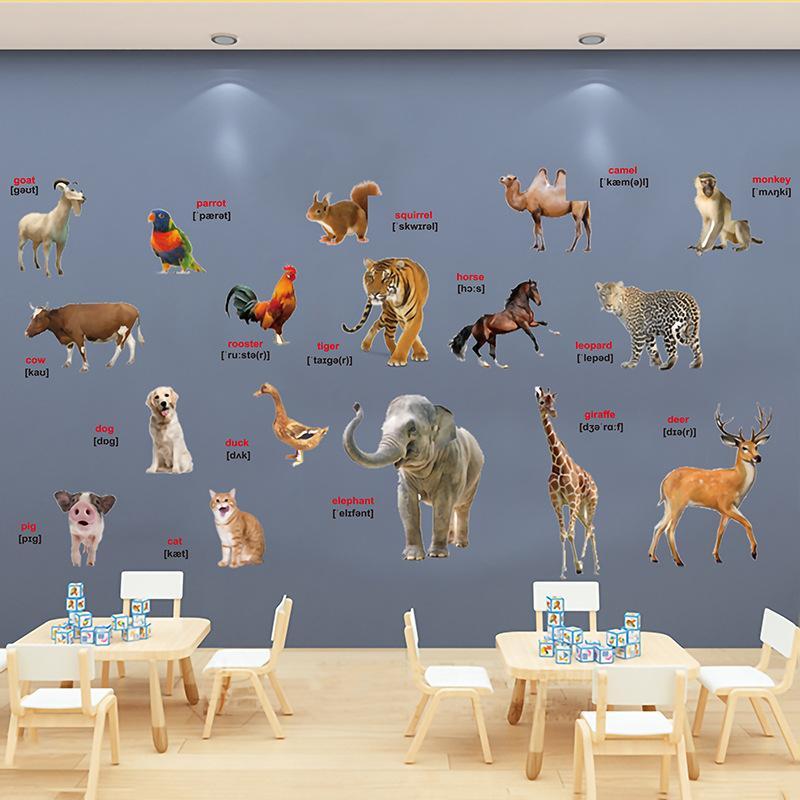 2Pcs Realistic Animal World Ed - Kids Education Wallpaper ulasan dan harga