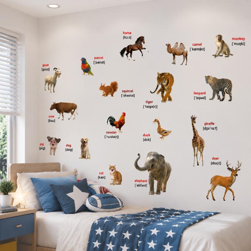 2Pcs Realistic Animal World Ed - Kids Education Wallpaper ulasan dan harga