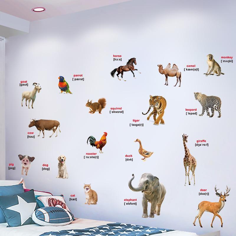 2Pcs Realistic Animal World Ed - Kids Education Wallpaper ulasan dan harga