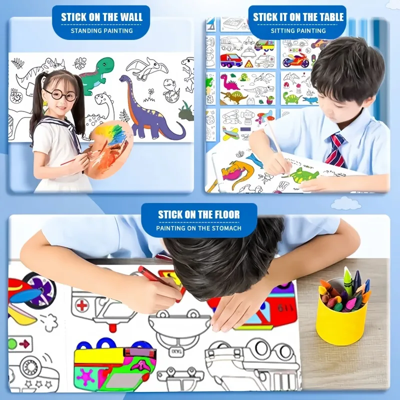 Kids Coloring Paper Roll Stick - Kids Education Wallpaper ulasan dan harga