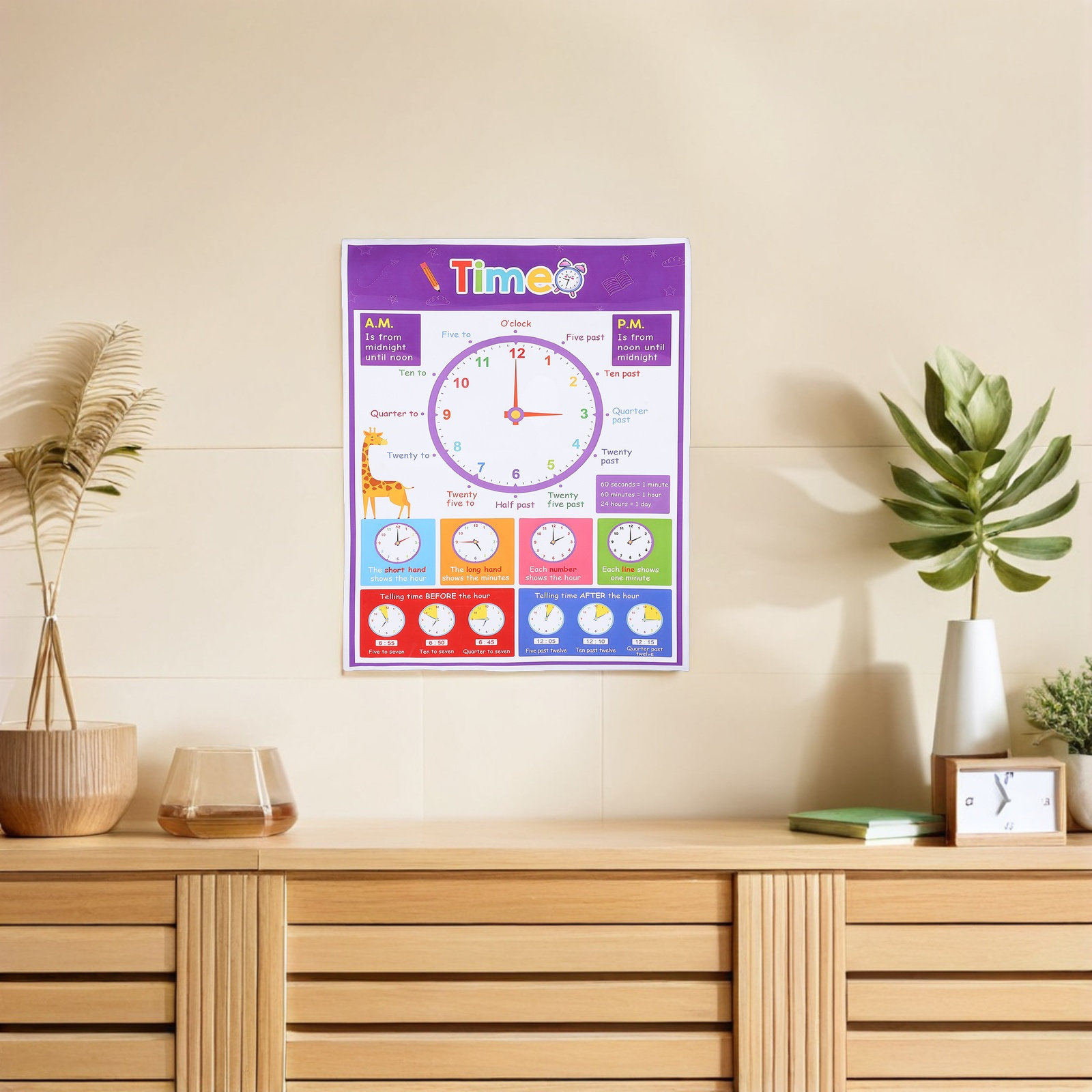 Time Teaching Poster for Kids  - Kids Education Wallpaper ulasan dan harga