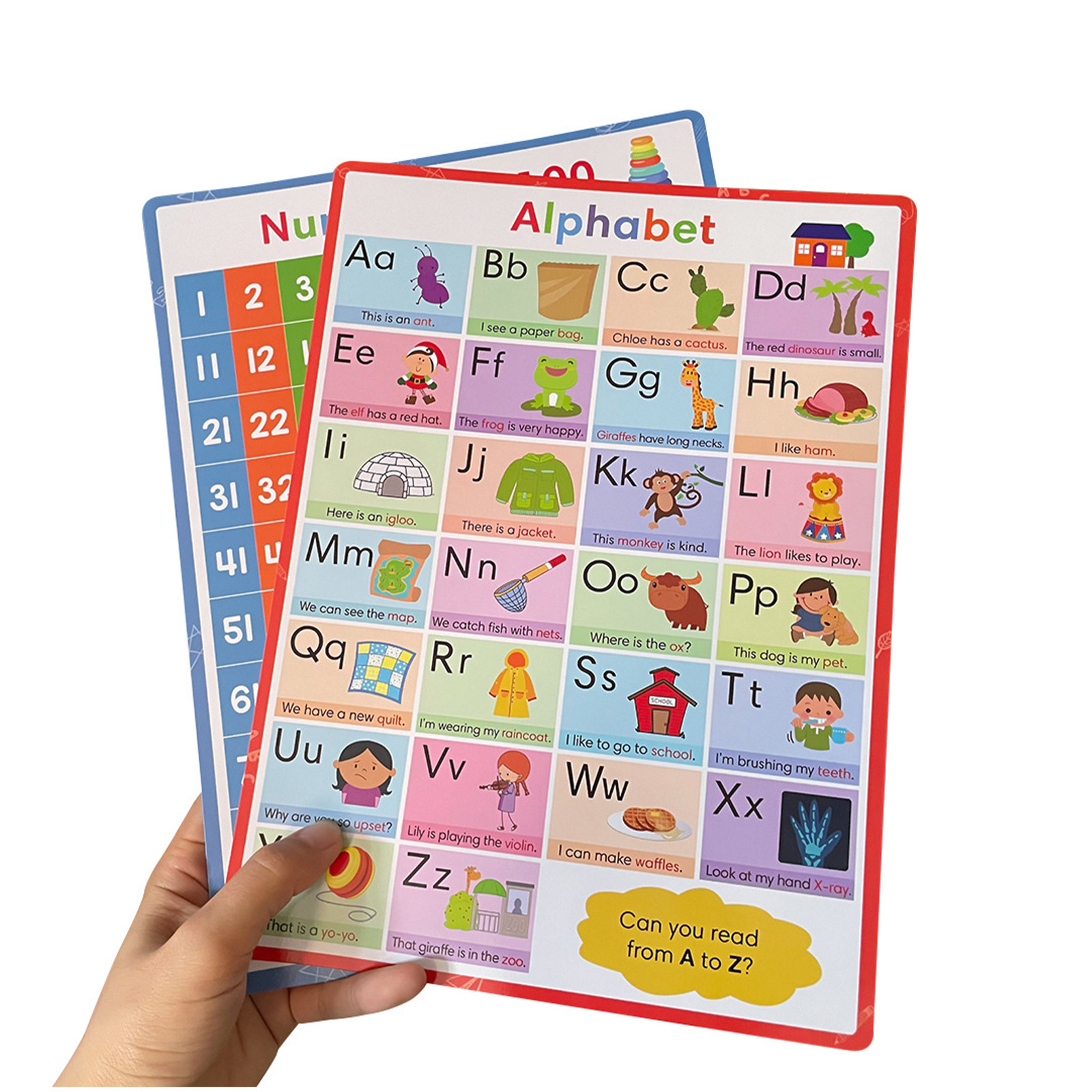 2Pcs Alphabet Number Poster Se - Kids Education Wallpaper ulasan dan harga