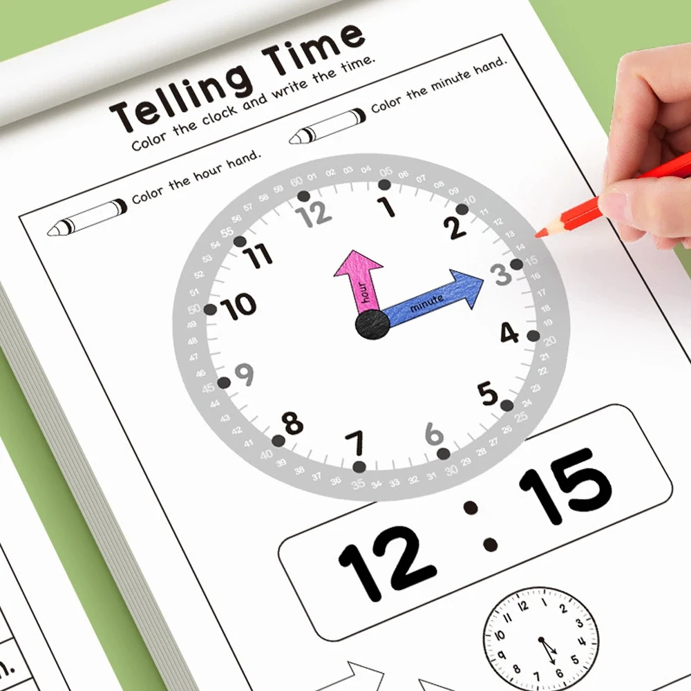 32 Pages Telling Time Workbook - Learning Workbook Preschool ulasan dan harga