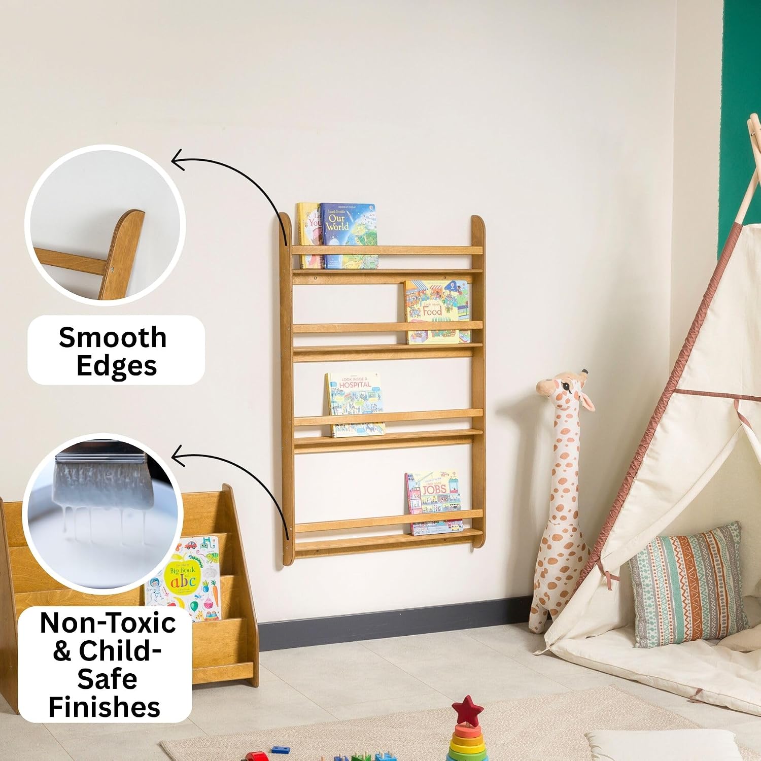 Montessori Wall Bookshelf Todd - Montessori Shelf Toy ulasan dan harga