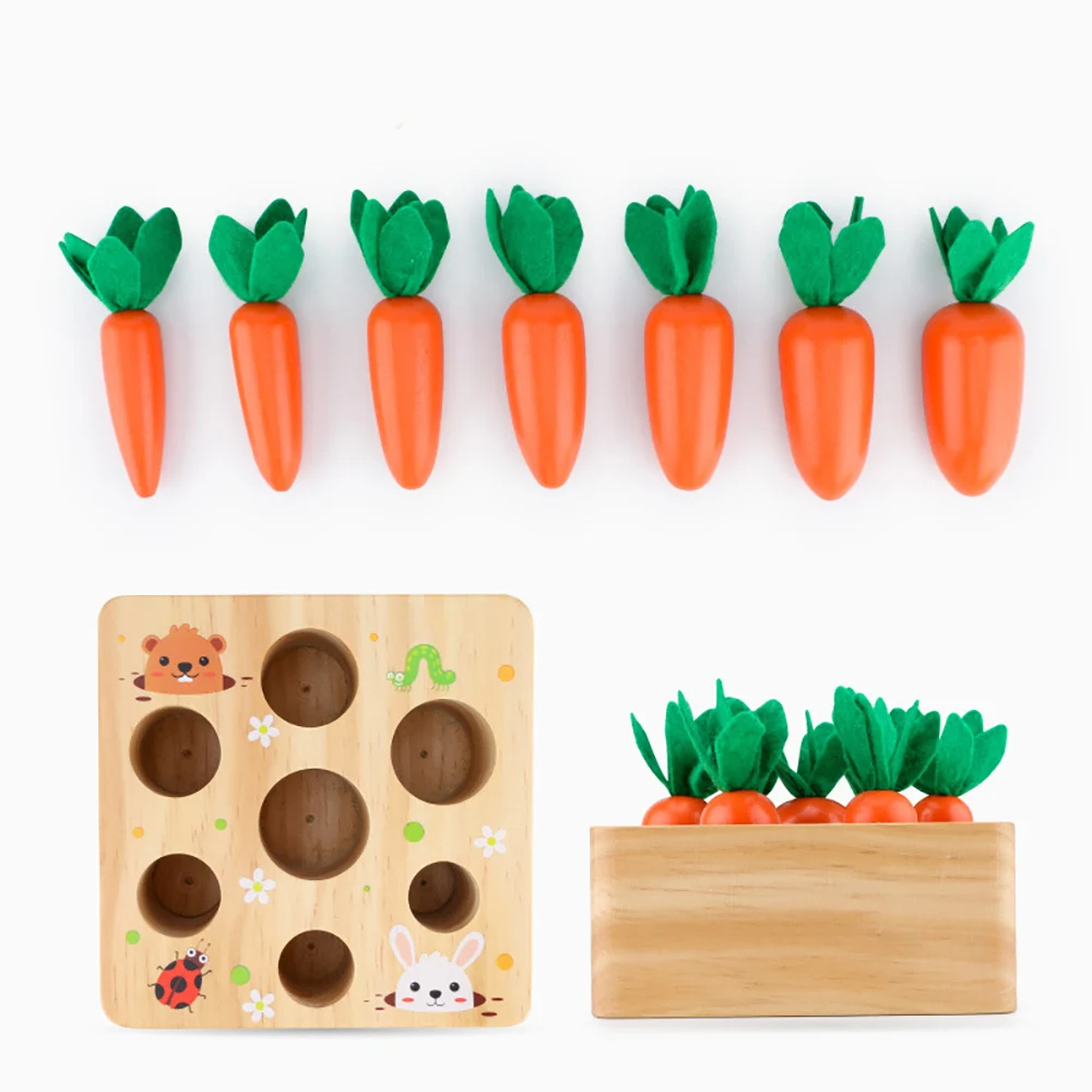 Children Puzzle Pull Up Carrot - Montessori Shelf Toy ulasan dan harga