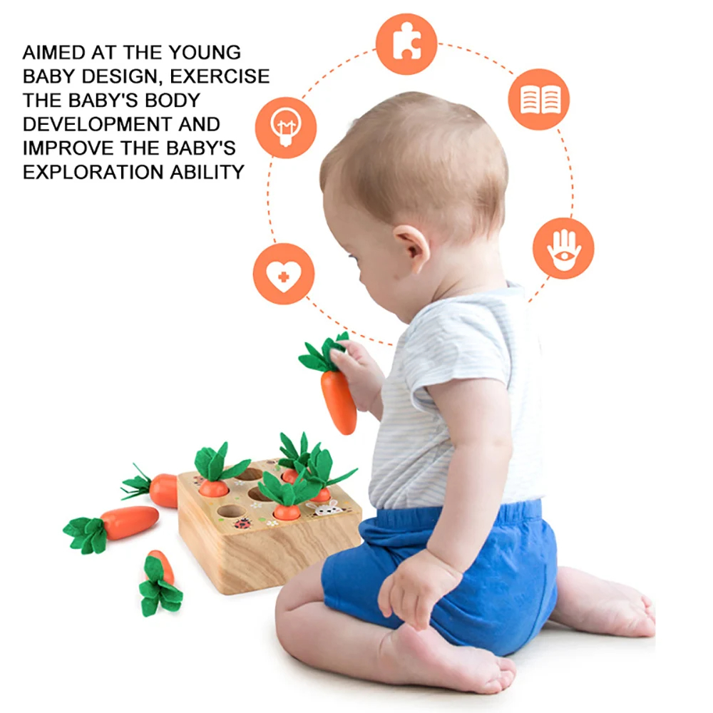 Children Puzzle Pull Up Carrot - Montessori Shelf Toy ulasan dan harga