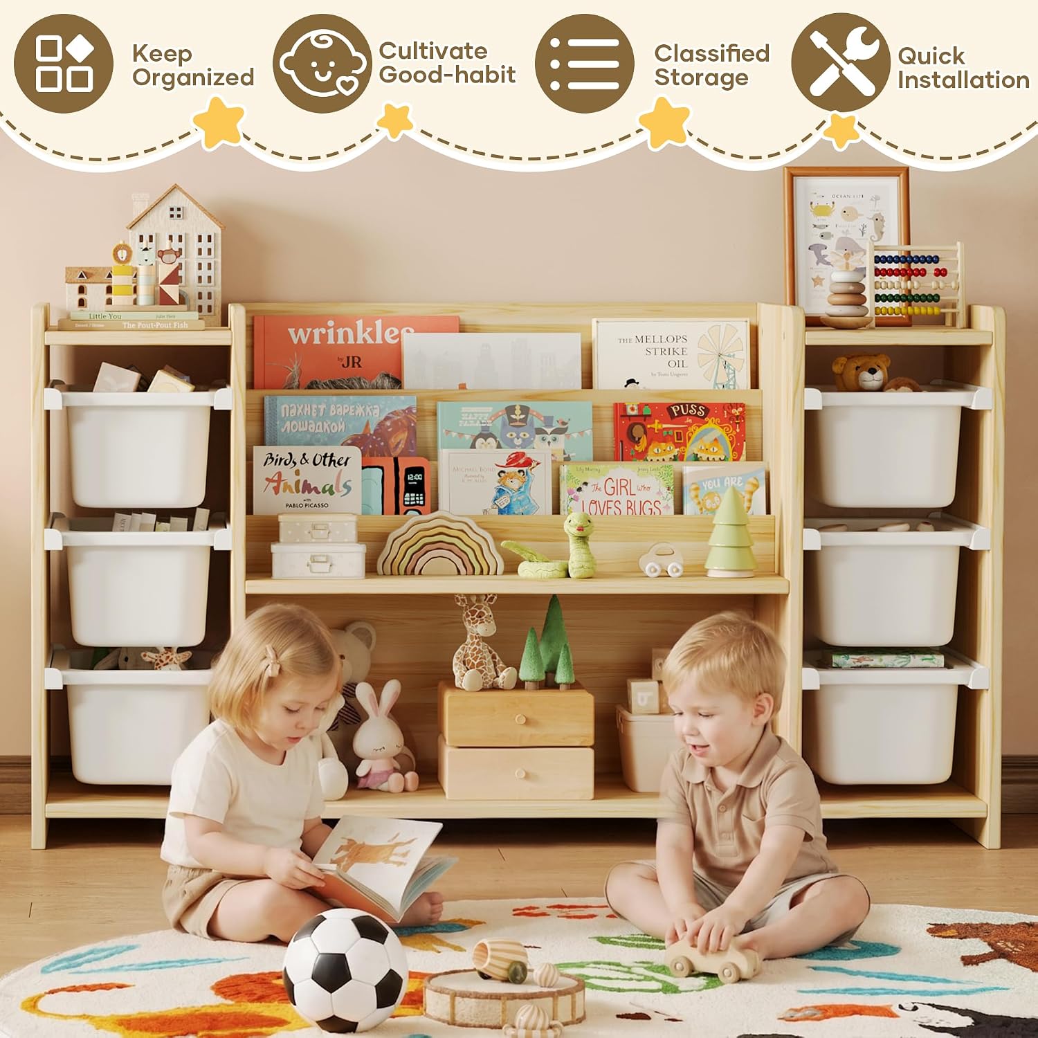 Kids Toy Storage Organizer and - Montessori Shelf Toy ulasan dan harga