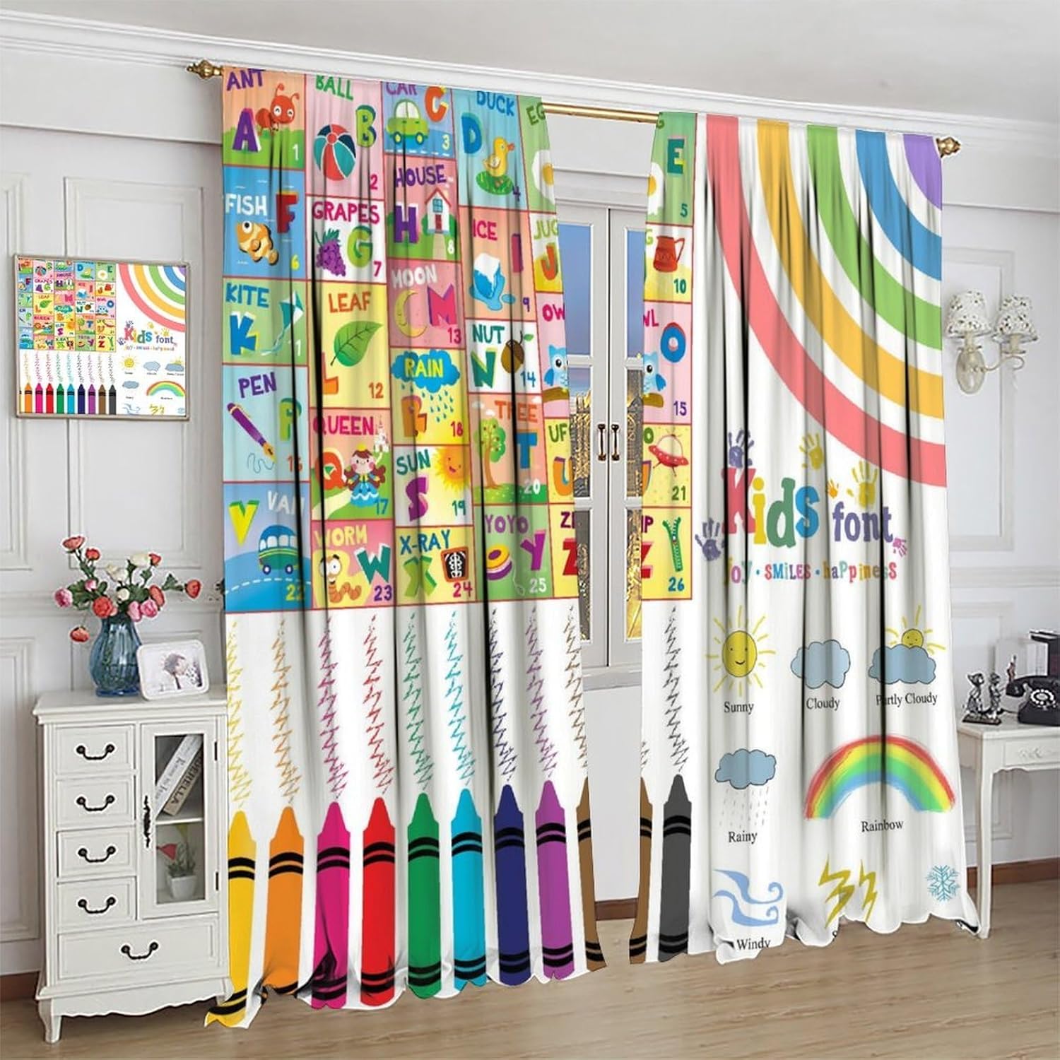 Alphabet Kids Curtains,Colorfu - Kids Education In Japan ulasan dan harga