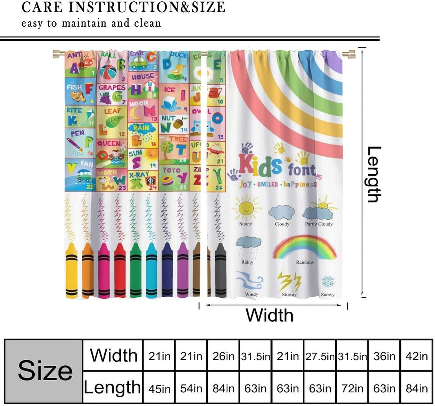 Alphabet Kids Curtains,Colorfu - Kids Education In Japan ulasan dan harga