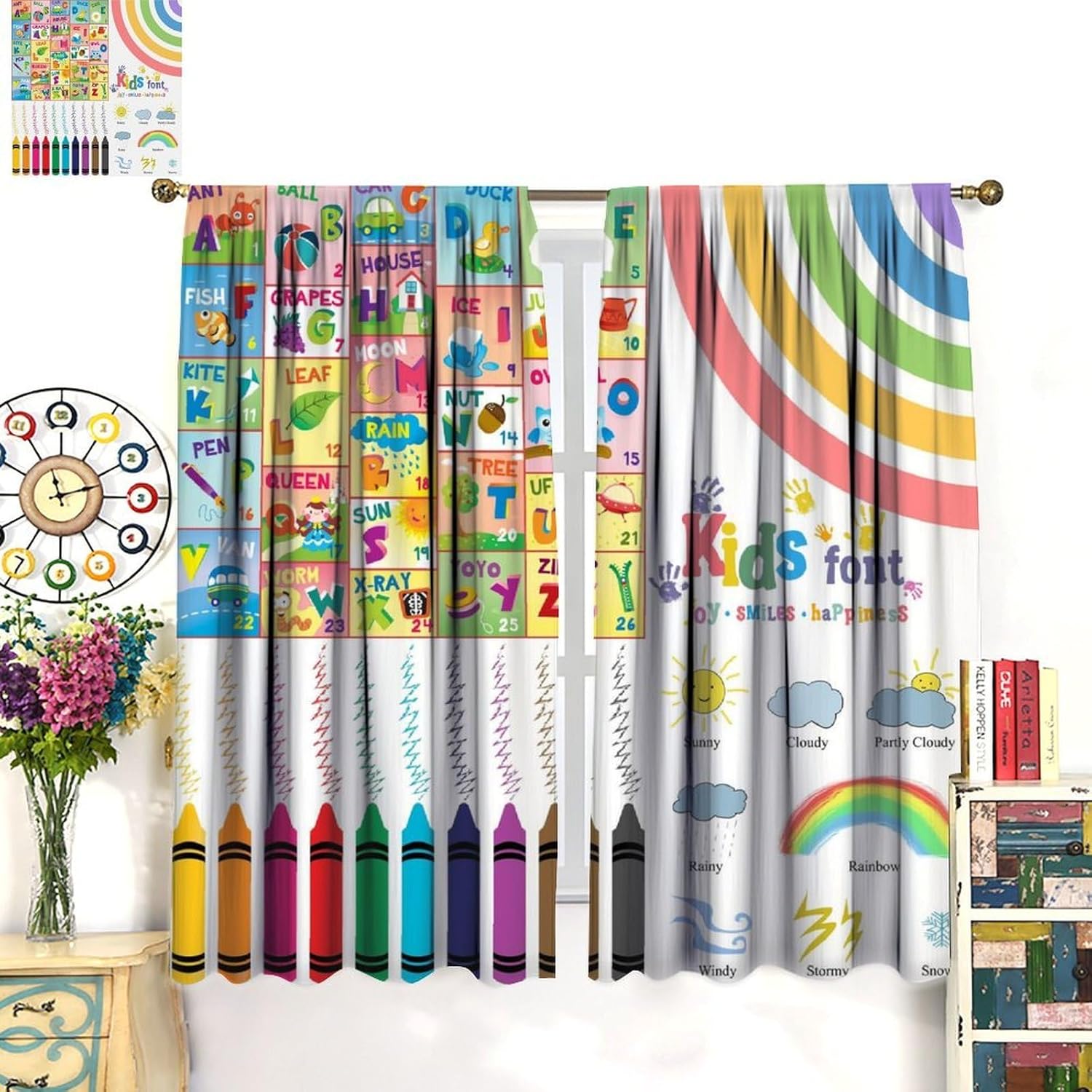Alphabet Kids Curtains,Colorfu - Kids Education In Japan ulasan dan harga